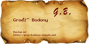 Groó Bodony névjegykártya